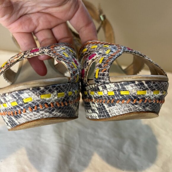 Guess Odonna 2 Platform Open Sandals Multi Ankle Strap Python Heels, Size 8M - Picture 3 of 15